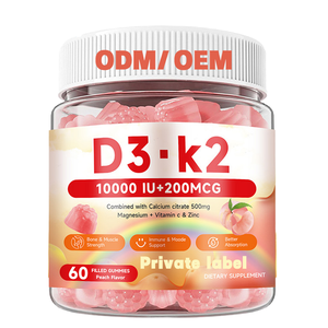 OEM ODM Gummies à <span class=keywords><strong>la</strong></span> vitamine D3 K2, complément de calcium à base de plantes, étiquette privée, vitamines végétaliennes, complément alimentaire - Product Image 1