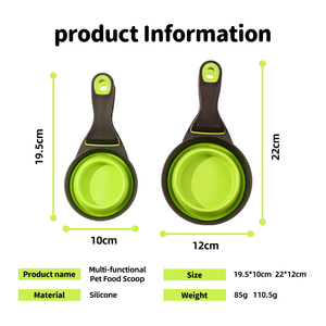 Cuchara Medidora de Silicona Plegable Ecológica para Comida de Perro, Taza Medidora Sólida Impermeable, Clip Sellador de Bolsas para Viaje - Product Image 2