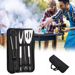 Ensemble d'accessoires pour barbecue en acier inoxydable, outils de barbecue portables résistants à la chaleur, spatule de cuisine, fourchette, pince - Product Image 4