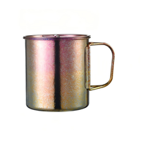 Mug en titane pur à 99,8 %, poignée et couvercle pliables, sans revêtement, portable, pour le camping en plein air, voyage, café, eau