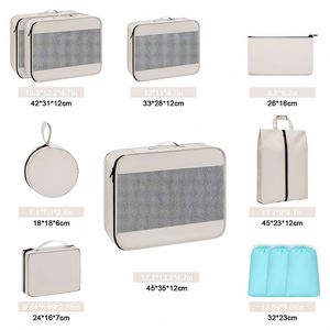 Ensemble de 9 organiseurs de maquillage de voyage personnalisés, nouveaux cubes de compression cosmétiques en maille PVC imperméable, valises en polyester - Product Image 3