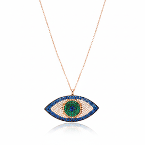 Color Mix 925 Sterling Silver Jewellery for Women 2018 New Fashion <b>Eye</b> Pendant <b>Necklace</b> Wholesale <b>Turkish</b> Handmade - Product Image 2