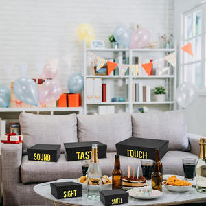 7999 elegante negro cinco sentidos cumpleaños apilamiento anidamiento Cajas de Regalo con tapas para marido novio Valentine Senses Cajas de Regalo - Product Image 6