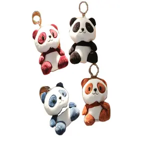 Boneka hewan sekitar 12CM uniseks gantungan kunci multi-desain boneka kucing Panda Pinguin mewah diisi dengan katun PP