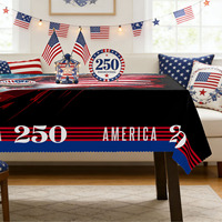 Nappe en polyester noir de haute qualité avec motif d'aigle et drapeau américain pour salon et fêtes, durable