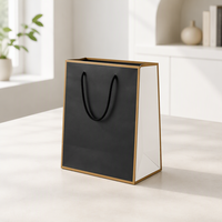 Sac cadeau personnalisé en kraft avec bordure métallisée, sac de transport en papier durable pour emballage de cadeaux de festival et de mariage