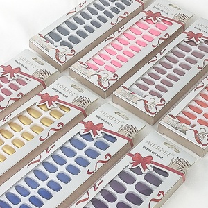 Nouvelle conception, ongles press-on colorés de style français, couvrance totale, en ABS, marque OEM avec emballage pour application sur les doigts - Product Image 5