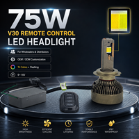 Ampoule de phare LED à télécommande SFIDA 12V Nouvelle 75W 7500LM Tricolore Clignotante Six Tubes en Cuivre H4 H7 H11 9005 9006