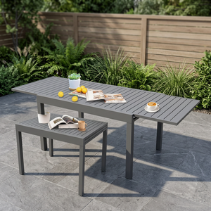 Aluminium <b>Extendable</b> Sleek Modern Style Durable Construction <b>Outdoor</b> Courtyard Garden Set <b>Dining</b> <b>Table</b> Providing- Ample <b>Dining</b> - Product Image 3