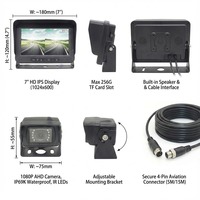 Système de caméra AHD à montage latéral 4CH |   Étanche IP69K |   Moniteur DVR à écran partagé 7 pouces 2 canaux |   Enregistrement double 1080P |   Prise d'aviation