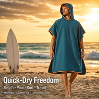 Serviette de plage en microfibre à séchage rapide, poncho de surf à capuche, logo personnalisé OEM ODM, écologique, unisexe pour adultes, peignoir