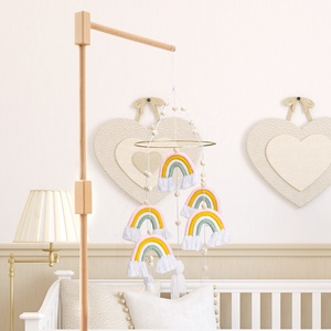 Supporto per mobiletto culla in legno Montessori, base di fissaggio con morsetto per decorazioni da <span class=keywords><strong>cameretta</strong></span>, campanello sospeso per culla - Product Image 5