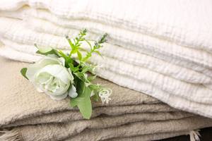 Terlaris 100% Linen Perancis Flax berumbai musim panas selimut lempar dengan pola Festival Solid selimut Linen berat - Product Image 3