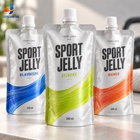Pochettes souples personnalisées avec logo de marque, 200 ml, anti-fuite, en plastique alimentaire, avec bec verseur, pour jus de fruits, gelée comestible et boissons sportives