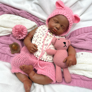 Poupée de mode en silicone LouLou de 50cm fabriquée sur commande afro-américaine <span class=keywords><strong>Reborn</strong></span> bébé fille/garçon tenues endormies modifiables pour la perte de guérison - Product Image 4