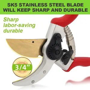 SUNSHINE 8" High Quality Sk5 Pruning Shear Garden Aluminium Forged Bypass Pruner Hand Shears With PVC Dipped