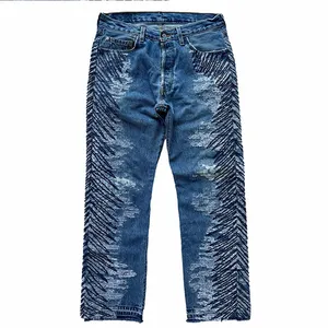 DiZNEWデニムメーカーメンズジーンズ高品質ヴィンテージハイストリートウォッシュルーズストレートワイドレッグパンツファッションdiznewジーンズ