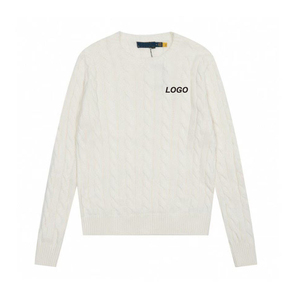 Maglione da <span class=keywords><strong>Uomo</strong></span> in Lana e Poliestere Lavorato a Maglia, Stile Old Money, con Logo Personalizzato, Vestibilità <span class=keywords><strong>Slim</strong></span>, Certificato GRS, Nuova Collezione Primavera 2026, Stile Ralph, con Lavorazione a Treccia e Costine - Product Image 3