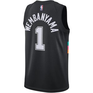 Maillot de basket-ball pour jeunes garçons San Antonio Spurs Victor Wembanyama Black City Edition, col en V, vêtements de basket-ball respirants - Product Image 3