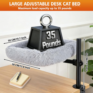 Cat <b>Desk</b> Bed 360° Rotating Height Adjustable Nest Hammock for <b>Small</b> Cats Indoor Office <b>Table</b> Clamp Space Save Kitten <b>Desk</b> Beds - Product Image 2