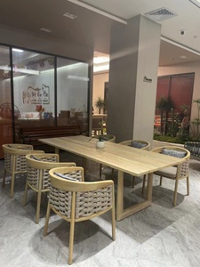 Nordic Simplicity Garden Furniture <strong>Teak</strong> Chairs <strong>Dining</strong> <strong>Table</strong> Set <strong>Table</strong> and Chair Courtyard Wood Luxury Contemporary Outdoor - Product Image 5