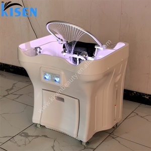 Bac à shampoing portable de luxe Kisen blanc avec réservoir d'eau, sans tuyauterie, pour salon de manucure et mobilier de coiffure - Product Image 4