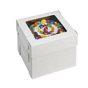 Hộp bánh cứng cáp, sóng gợn, nắp trong suốt chắc chắn, có cửa sổ, màu trắng, dùng một lần - Product Image 2