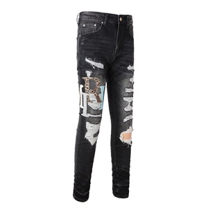 Jeans Amirys de créateur, vente en gros, haute qualité, taille mi-haute, pour le printemps et l'été, streetwear, denim déchiré, vente chaude, taille moyenne - Product Image 5
