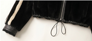 Black &amp; <strong>White</strong> Color Block Mink Fur <strong>Jacket</strong> for Women, Stand Collar Loose Fit <strong>Short</strong> Fur Coat, Casual Luxury Winter Outerwear - Product Image 5