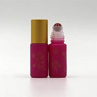 Flacon roll-on en verre mat 5ml 10ml avec bouchon à vis imprimé floral pour huiles essentielles, parfums et soins de la peau