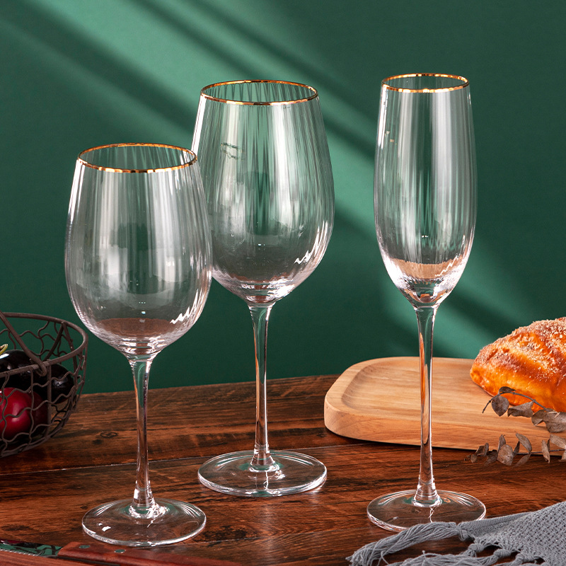 Wholesale Clear Wine Glasses Goblet Creative Unique Red Stem Red Wine Glasses Wine Glass