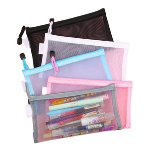 A4A5A6 Mesh Zipper File Bag Clear Nylon Transparent Document Pouch Portable Stationery Organizer for School Office Paper Storage - Product Image 1