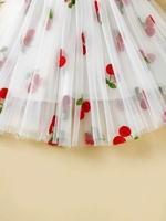 Robes d'été sans manches pour enfants, robe de princesse brodée cerise
