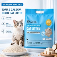 Litière pour chat 5L en cassava naturelle et tofu, forte absorption, faible émission de poussière, biodégradable et jetable aux toilettes, fourniture OEM