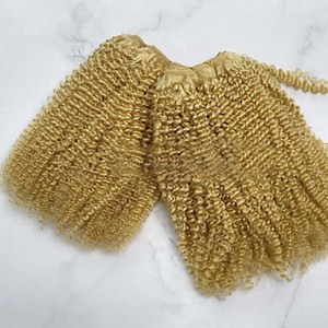 # Extensions de cheveux 100% vierges Remy blond 613, double trame, en gros, tissages de cheveux afro crépus bouclés - Product Image 2