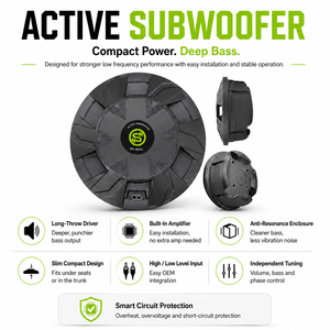 Subwoofer de <span class=keywords><strong>voiture</strong></span> sans fil RTS Sennuopu, sous le siège, actif, <span class=keywords><strong>plat</strong></span>, avec amplificateur - Product Image 4