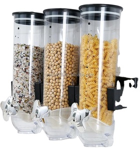 Wall-Mounted Canister Cereal Dispenser Cereal Dispenser Double Single Dry Food Snack Grain Canister Plastic Storage