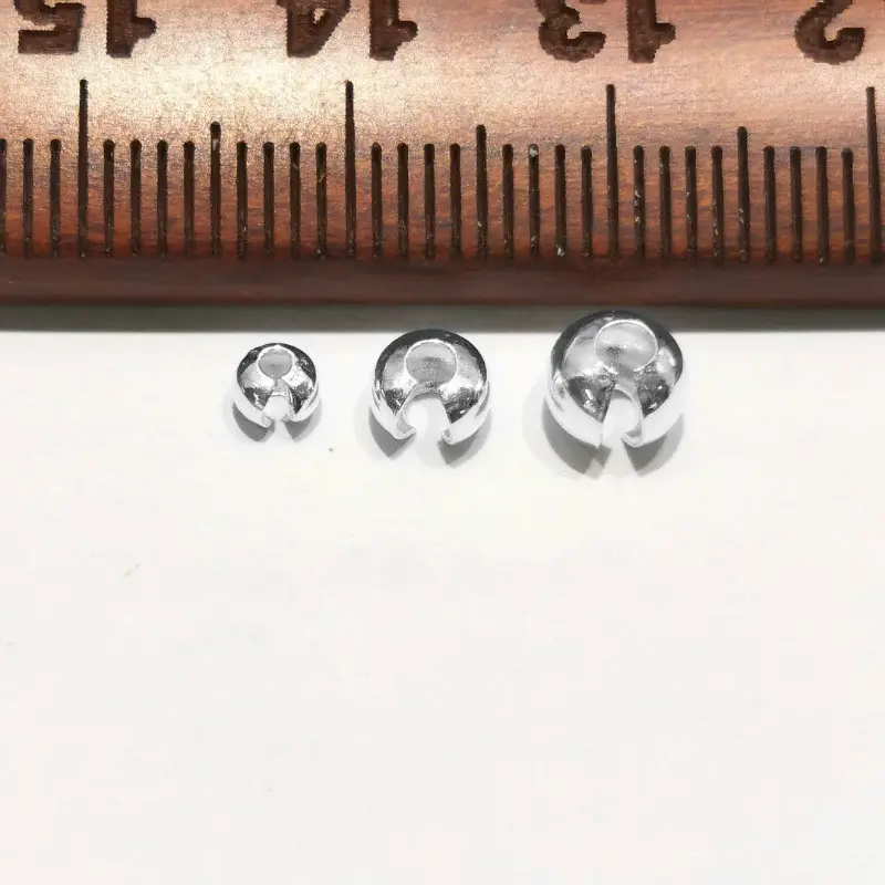925 sterling silver Positioning Beads Finishing Crescent Buckle DIY beads for jewelry making Half Circle Empty Bead