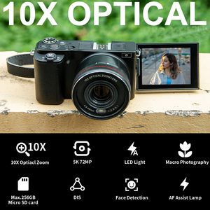 Appareils photo numériques 72MP 10X Caméra vidéo optique Photographie Vlogging Caméra pour <span class=keywords><strong>YouTube</strong></span> - Product Image 4