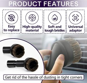Ensemble de 3 brosses rondes en poils de cheval noirs pour <span class=keywords><strong>aspirateur</strong></span>, adaptées à la plupart des aspirateurs, taille 1 1/4 pouces - Product Image 4
