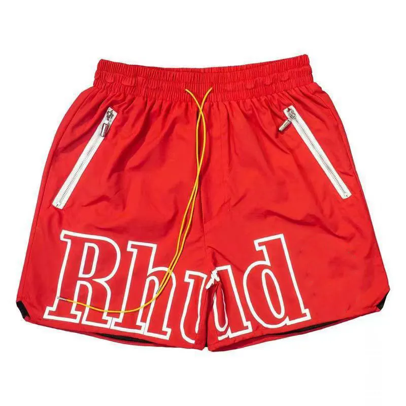 Individuelles Logo Buchstabendruck atmungsaktiv Outdoor elastische Taille Sommer 100 % Nylon Freizeitswimmerhemden Rhude Shorts mit Mesh Liner