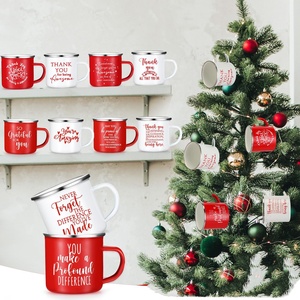 Beeman tùy chỉnh cán Rim kim loại thép tin thăng hoa trống giáng sinh cà phê Tea <span class=keywords><strong>Cup</strong></span> Men Cắm Trại Mug với xử lý - Product Image 1