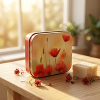 Boîte en métal rectangulaire à couvercle articulé pour savon, emballage cadeau, conteneur de voyage, souvenir, boîte de rangement pour cadeaux