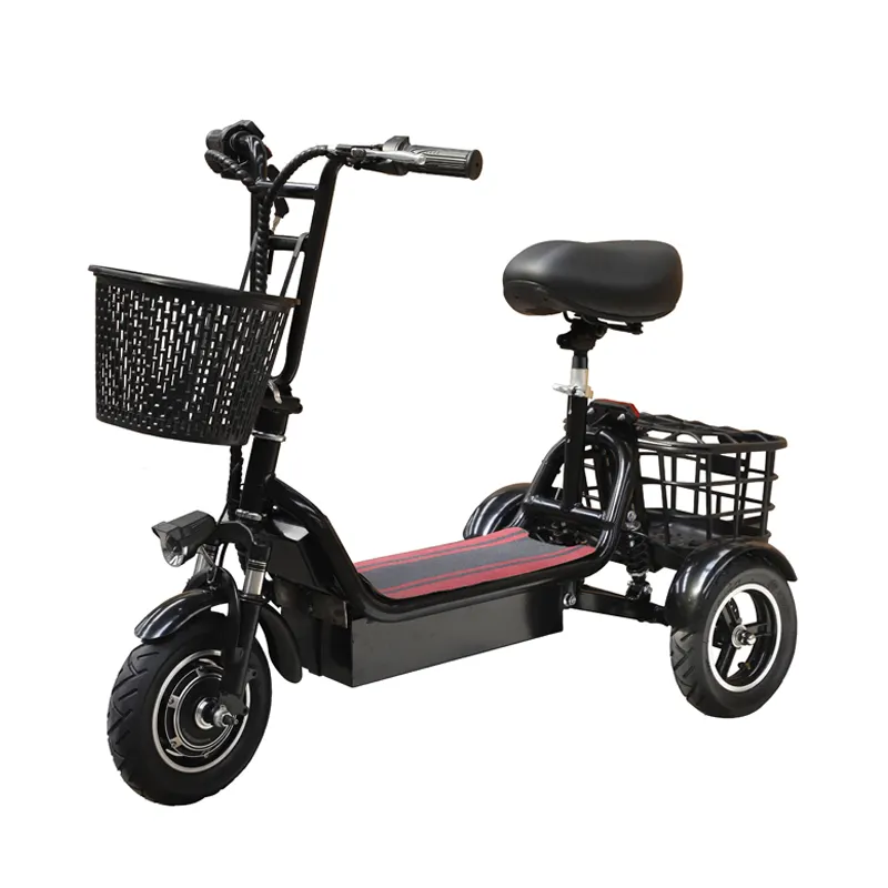 Kaliteli elektrikli Trike Scooter üç tekerlekli motorlu sürüş tipi üç tekerlekli bisiklet