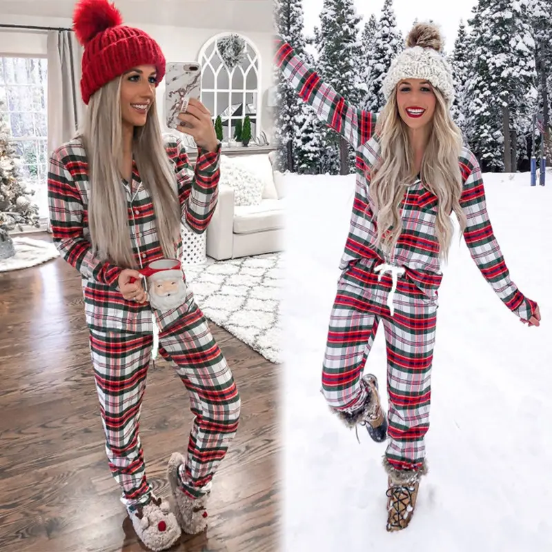 Holiday Cotton Pjs Rot und Weiß gestreifte passende Pyjamas Set Family Christmas Pyjamas