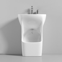 Lavabo Wudu ovale moderne à double niveau, design de style arabe pour le lavage des pieds des musulmans, utilisation en hôtel ou villa, matériau céramique, drain inclus