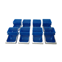 Nouveau Lot de 8 Mangeoires Anti-Morsure en Plastique ABS pour Lapins avec Bord Métallique, Trou de Drainage Anti-Déversement, Couleur Bleue, Facile à Utiliser, Mangeoire à Fixer sur Cage