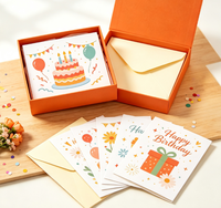 Ensemble de cartes de vœux d'anniversaire Fenghetong avec enveloppes crème dans une boîte souvenir orange