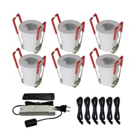 Kit complet de spots LED encastrables 6x3W 12V Mini 28mm Dimmables IP65 Étanche à la saleté pour véranda/salle de bain/bermuda et salon