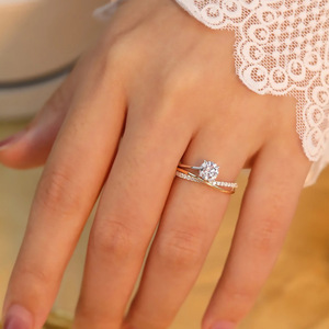 BASQUESUN工場カラフルウイグルリングカップル銅インレイ<span class=keywords><strong>50</strong></span>セントダイヤモンドバレンタインデーギフトクロス気質ペアリング - Product Image 6